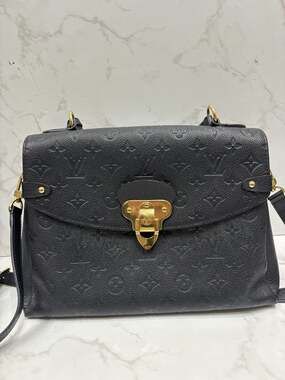 Louis Vuitton Black Embossed Monogram Leather Top Handle Shoulder Bag